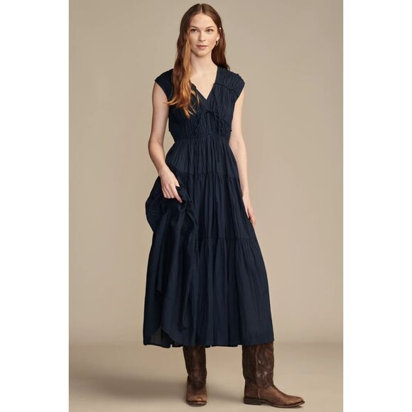 Lucky Brand “Beachy Cinch” Maxi Dress • Navy • Size Small - Picture 1 of 6